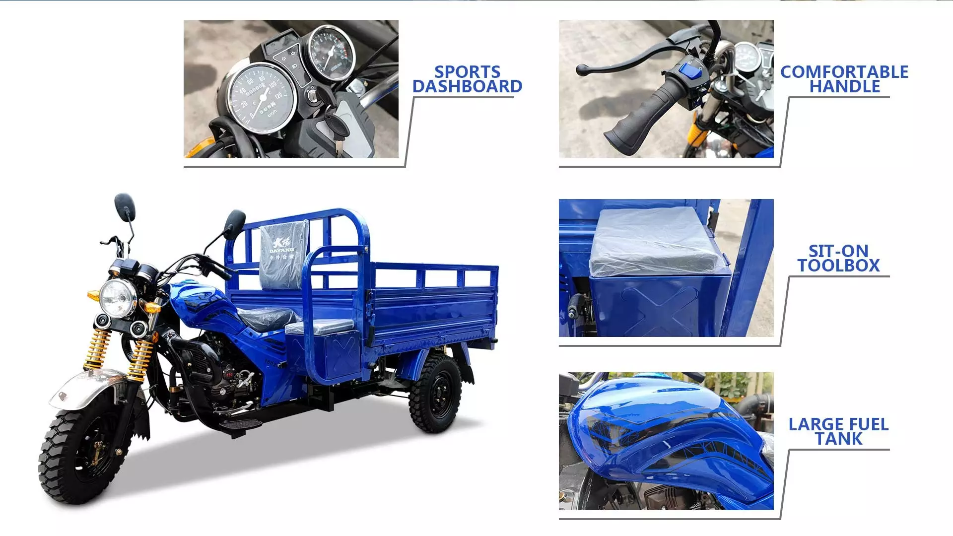 High popularity 2021 adult gasoline canopy motor tricycle motor farm motorized tricycles en peru