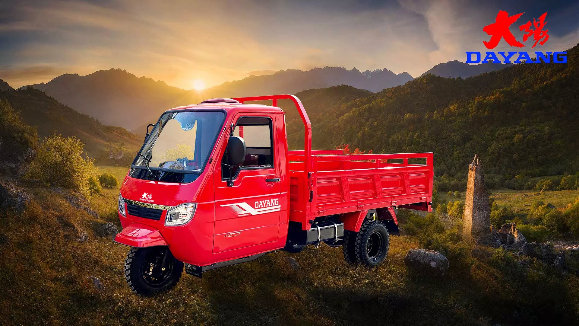 China Factory DAYANG Enclosed cabin cargo tricycle  200CC 250CC 300CC 350CC 3 wheels origin Type  Driving Size Product