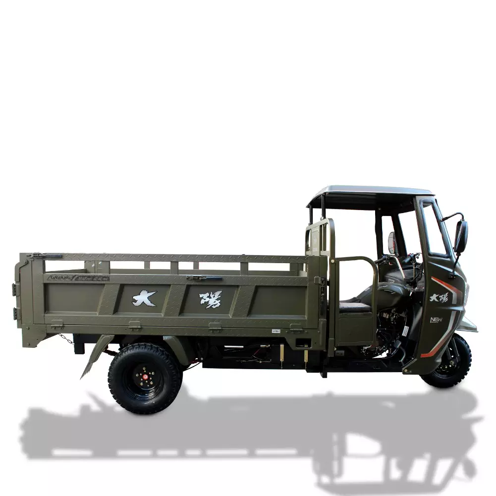 Enclosed cabin Motorcycle Tricycle 3 Wheel Cargo for Adult Car Gold Body Spring Steel Box Frame Power Battery Engine