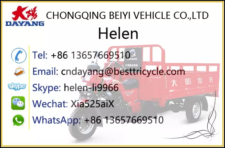 China BeiYi DaYang Brand Cheap Enclosed cabin cargo 3 wheel motorcycle tricycle