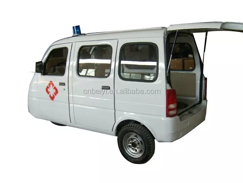 4 People Closed Ambulance Motorized Tricycle in Africa 201 - 250cc 11L Gasoline Passenger Drum Brake 2.8l/100km Electric/kick