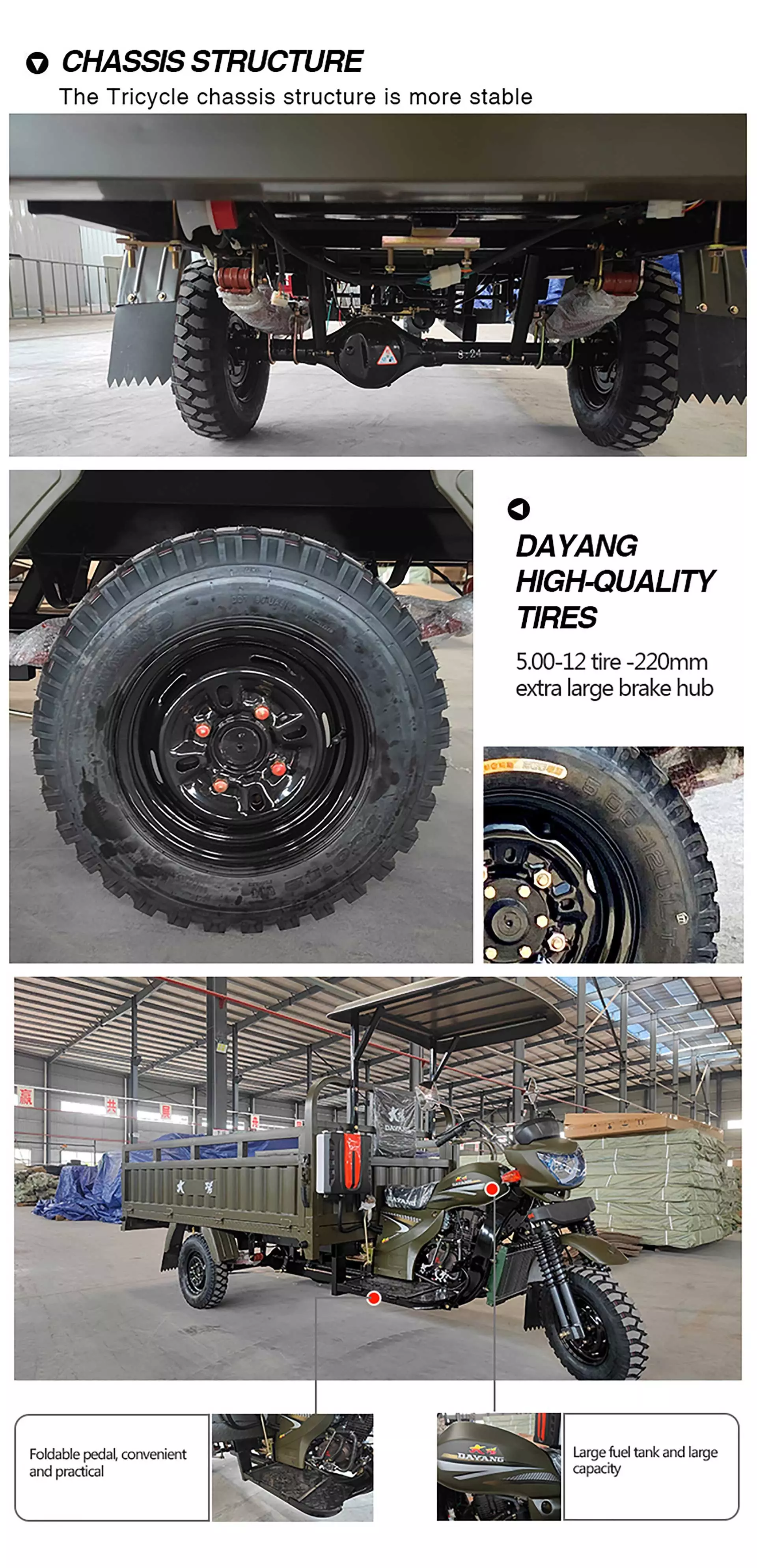Chinese Big Space 3 Wheel motor tricycle delivery motor cargo petrol ci motors corporation 200cc