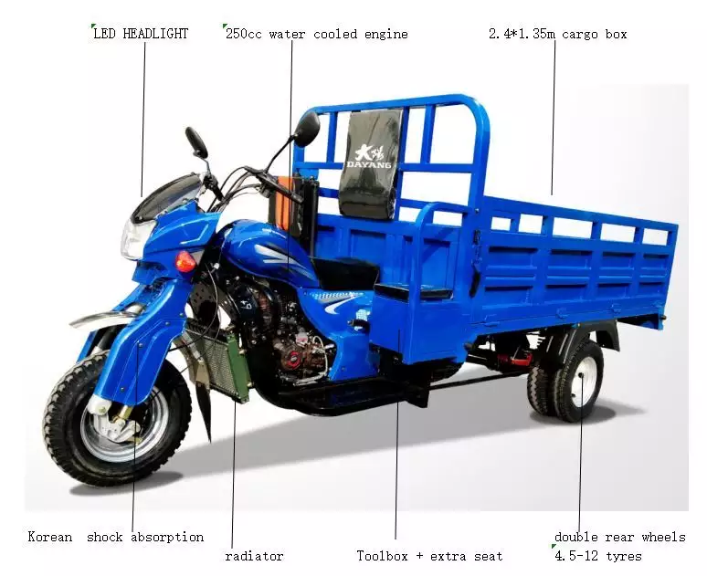 DAYANG factory wholesale 2020 Best Safety And Popular 300cc water engine Tricycle For Cargo for global market