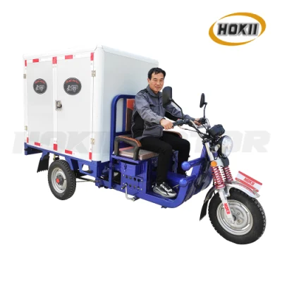 Chinese Manufacturer 125cc 3 Wheel Motorcyce Water Cooled Engine Disabled Cargo Tricycle Booster Rear Axle with Van Box for Goods Transport