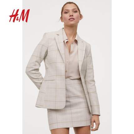 HM 女装单排扣西装外套女2020流行新款春款修身西服外套