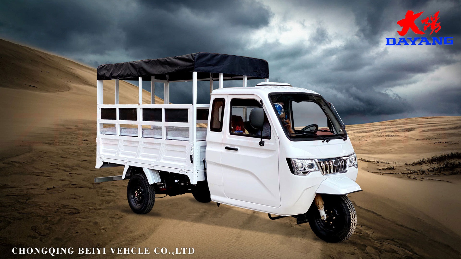 DY-P2 Enclosed cabin and heavy loading cargo tricycle with plastic cargo cover