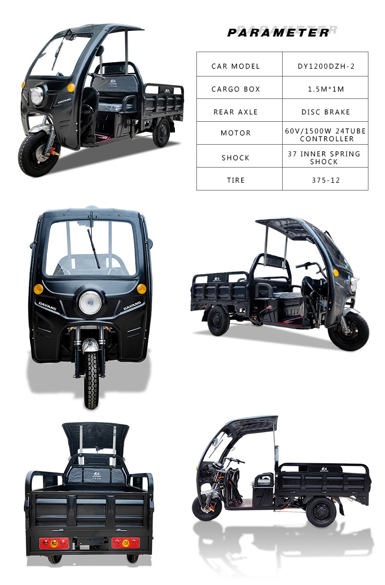 Motocicleta eléctrica DAYANG DY-E1 con triciclo de carga de motor de 1200W 1500W