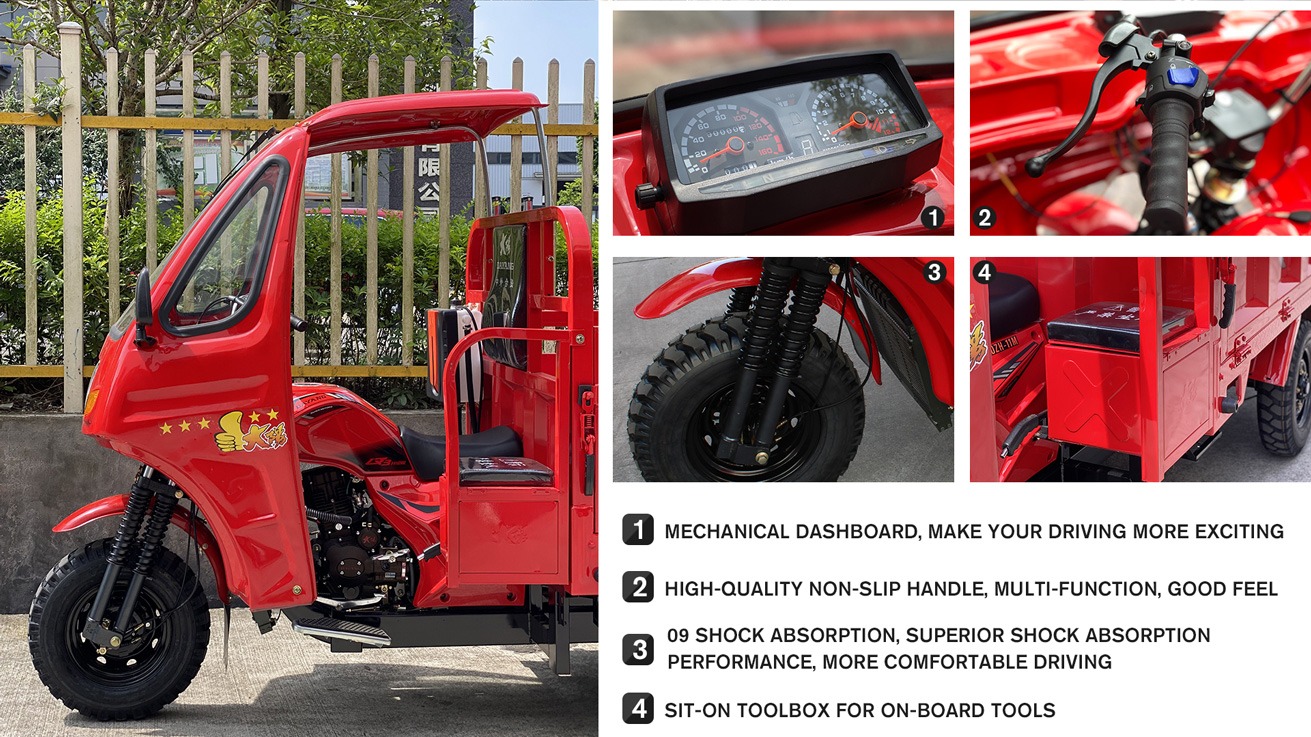 Q3-3A China hot selling semi cabin cargo tricycle with powerful engine 200cc 250cc 300cc