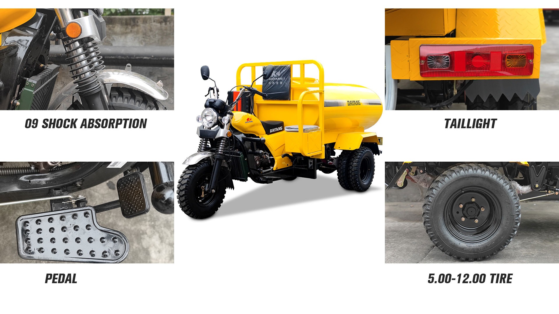 DW-TW1 DAYANG brand water tank cargo tricycle 1000L 1300L 1600L 2000L big water tank tricycle for water and oil