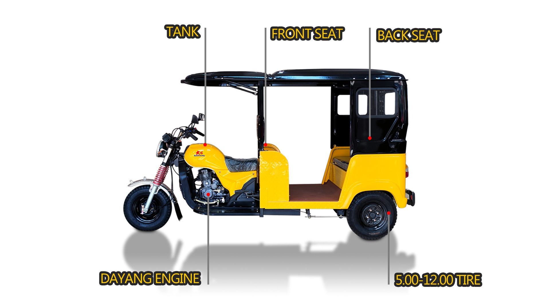 DY-T1A Hot selling passenger bajaj 200CC Taxi cargo tricycle