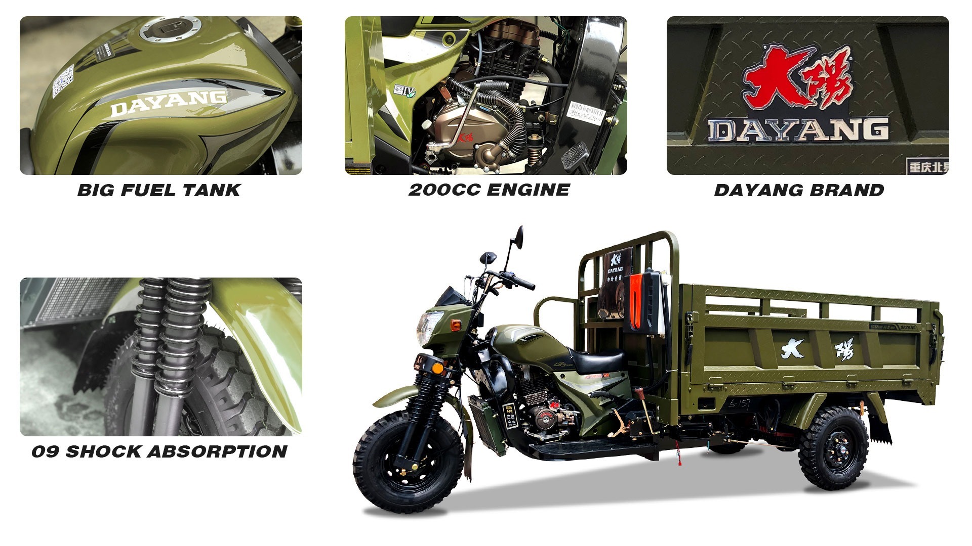 DAYANG Wholesale Factory direct supply 250cc cargo motorcycle tricycle Three Wheel Cargo Motorcycle