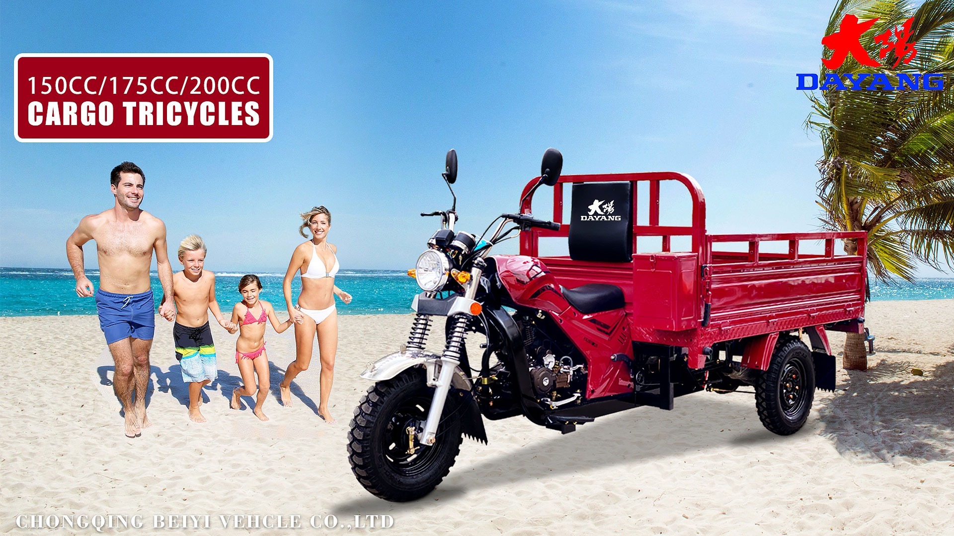 DAYANG Wholesale Comfortable driving 300cc cargo motorcycle tricycle Chinese Cargo Motor Tricycle