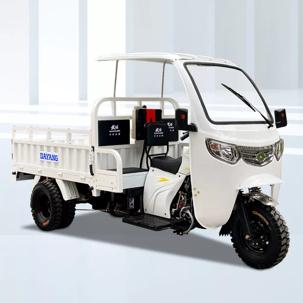 China Dayang Brand 3 Wheel Tricycle Three Wheels Cabin Cargo Tricycle 1 Ton 300cc Cabin Tricycle Open Size