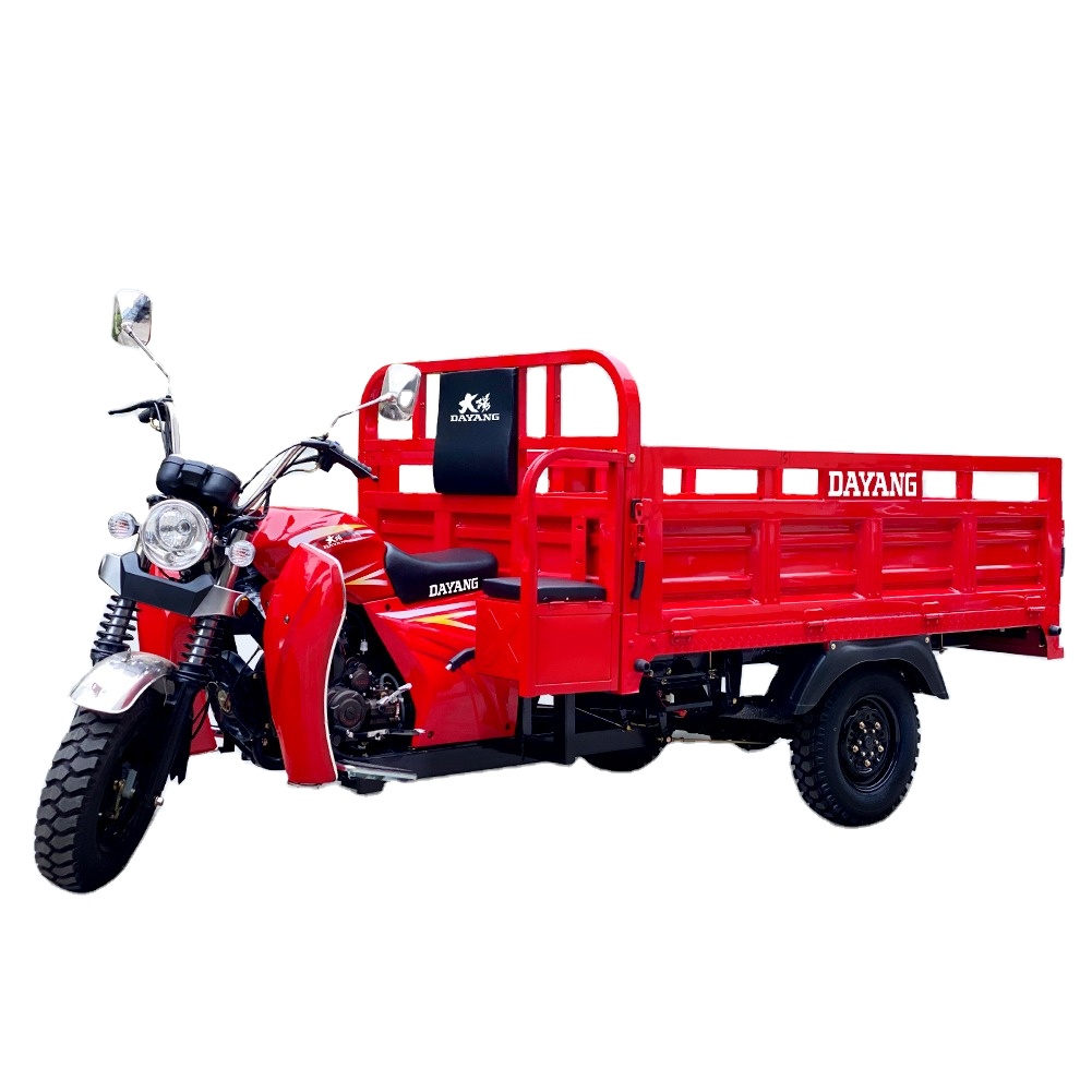 Chinese Well Sell Truck Cargo Tricycle Three-wheeled Longer Motorcycle Rickshaw Power Red Body Box Frame