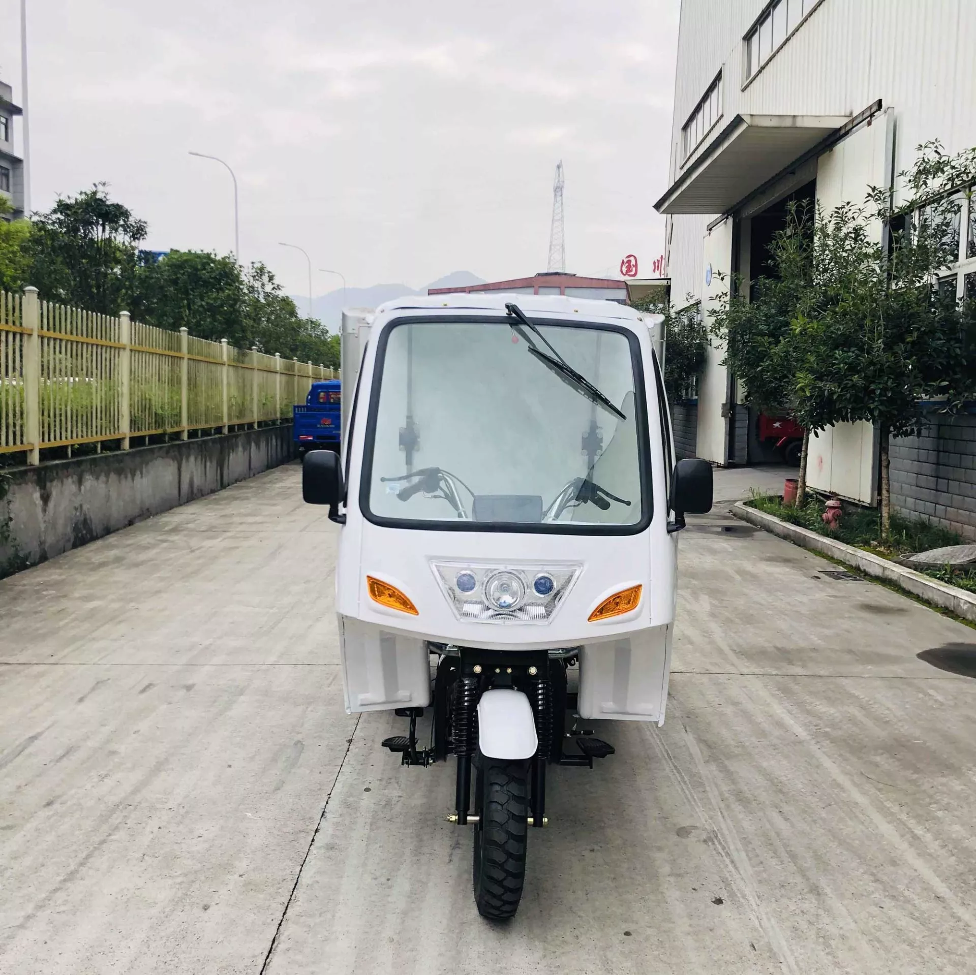 Dayang Well Sell Box Cargo Tricycle Five Wheel Longer Motorcycle Axle Tricycle White Lifan Body Box Frame Battery