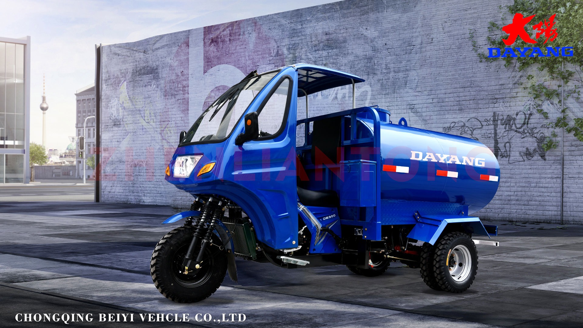 Dw-3 High Quality 200 250cc Motorized Special Cabin Water Tank 1600l Tricycles Manufacture Cargo Water Tanker Motorcycle