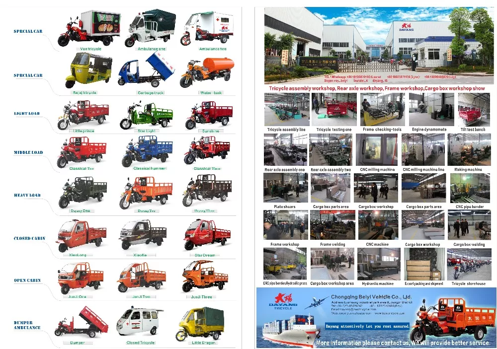 Dayang Heavy Duty Factory Price Gasoline Van Tricycle