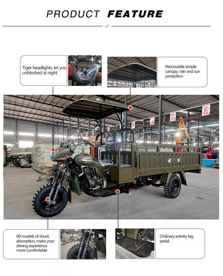 Heavy Loading Cargo Box Gasoline sudan motor tricycle cargo petrol motorized tricycles moteur gazoil