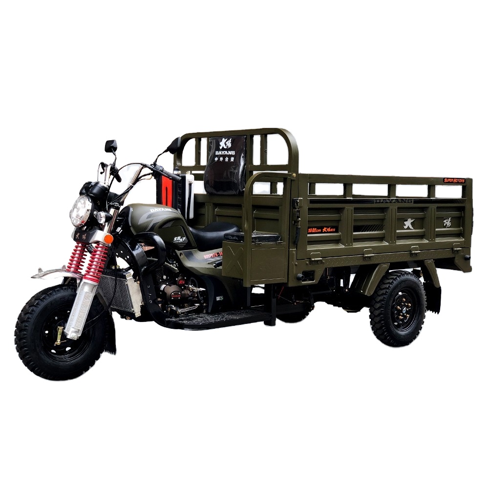Chinese strong climbing ability gasoline powered  3 wheels cargo box 150 200cc delivery van cargo tricycle