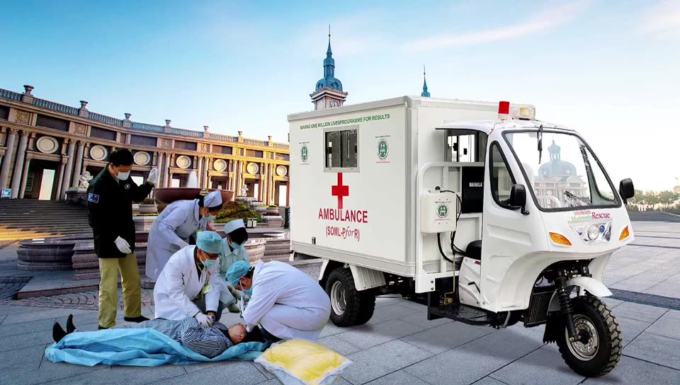 2021 DAYANG Factory high quality Motorized tricycles emergency vehicles cheap 250CC motos ambulance tricycle for adult big wheel