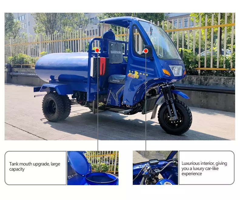 Heavy Loading 200cc Closed Body Cargo Tricycle With Water Tank Three Wheel Truck Tricycle in Africa