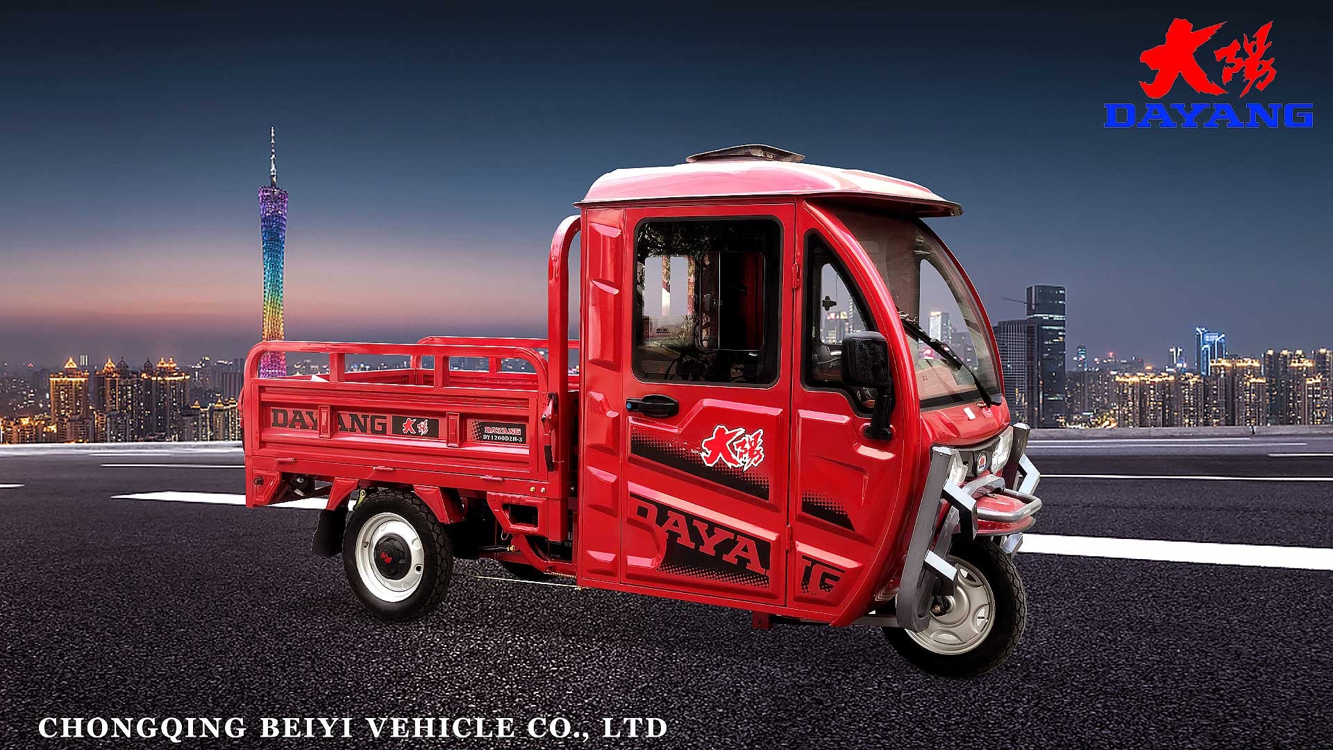 DAYANG Electric 1000W 1200W 1500W 60V loading 1000kg cargo electric tricycles with open cabin used in farm