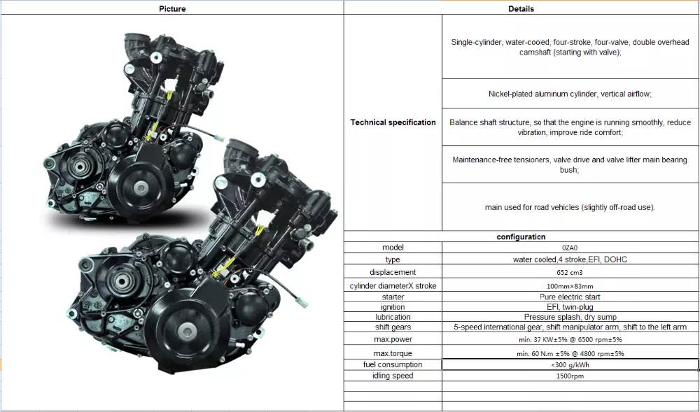 LIFAN/ZONGSHEN/LONCIN/DAYANG brand 652 cm3 motorcycle engine water cooled,4 stroke,EFI, DOHC motorcycle engine