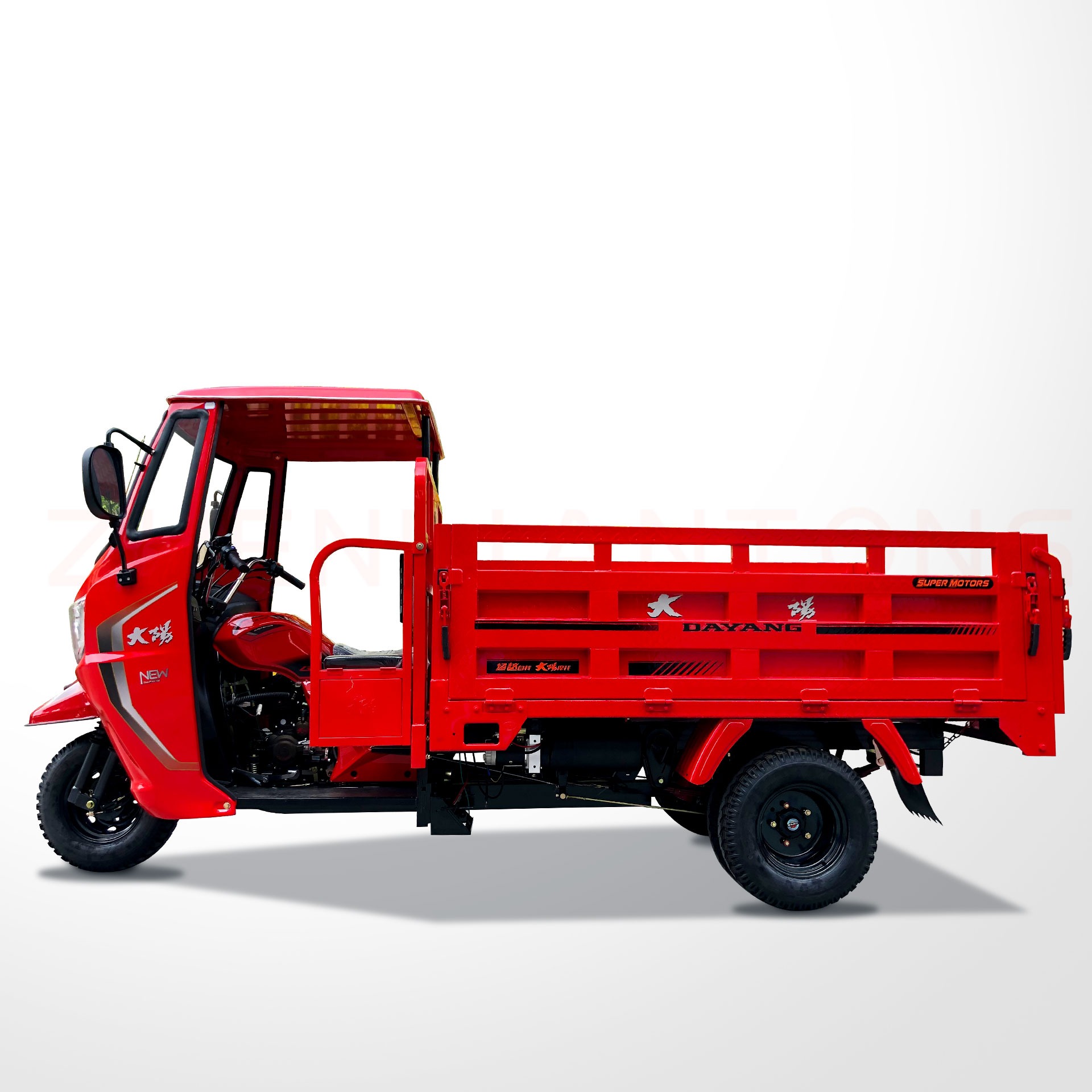 Hot selling heavy loading semi cabin 250cc motorized big wheel open cargo tricycle for sale  Water Cooling Customized