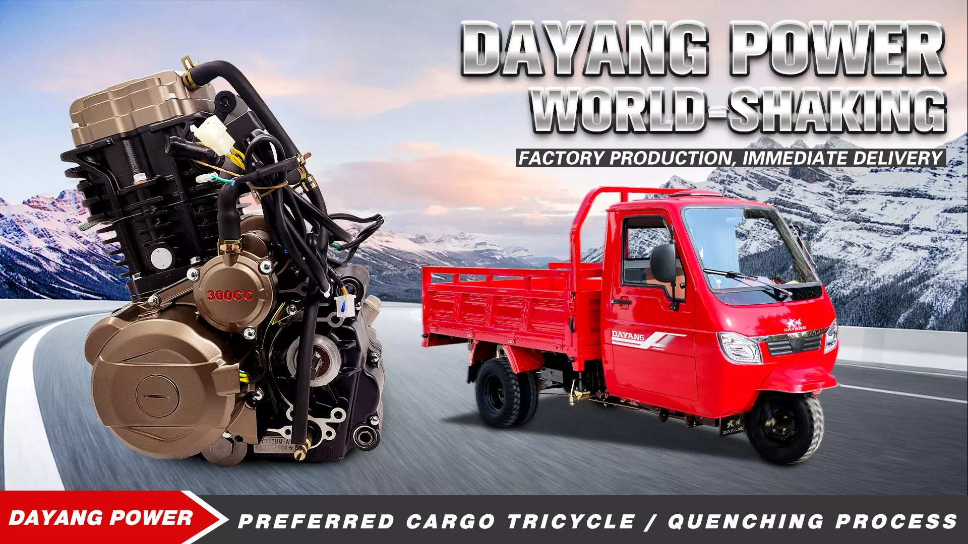 DAYANG popular capacity huge Made In China enclosed cabin chambre froide 5 wheels pick up cargo tricycle 250cc