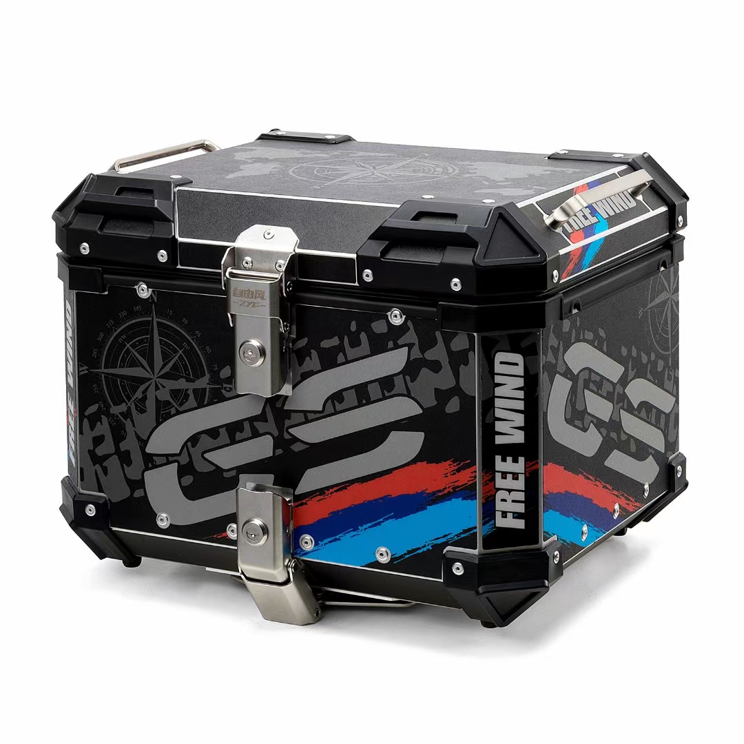 DAYANG 45L Pannier Carrier Motorcycle Top Case Rear Box Motorbike Top Box Storage Aluminum for Universal Fit Rack 44*40*35cm