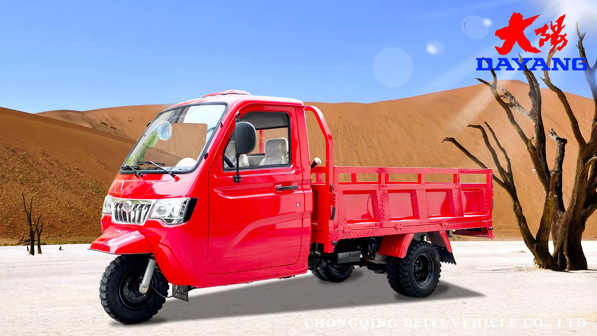 DAYANG BEIYI T5 Enclosed cabin heavy loading tricycle with powerful engine and big cargo truck tricycle three wheels