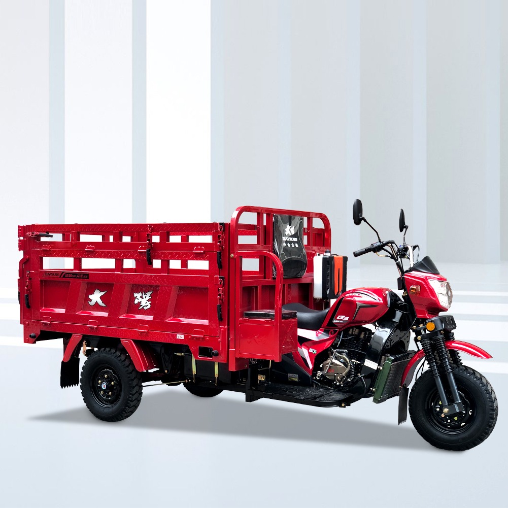 High Quality 300cc Motorcycle Tricycle 3 Wheel Cargo for Adult Car red Body Spring Steel Box Frame Power Battery Engine Plate