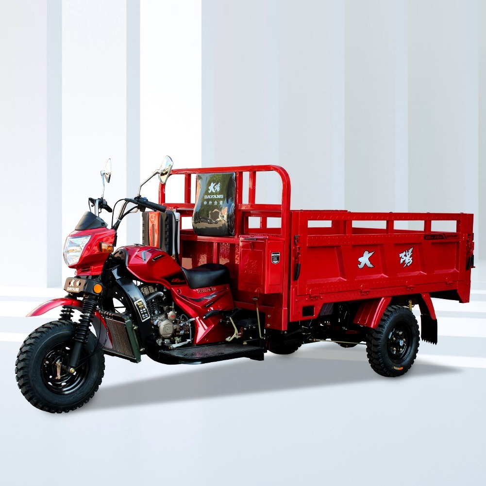 Factory supply Well Sell Truck Cargo 200cc Three Wheel Longer Motorcycle Cargo Tricycle Red Body Box Frame Battery