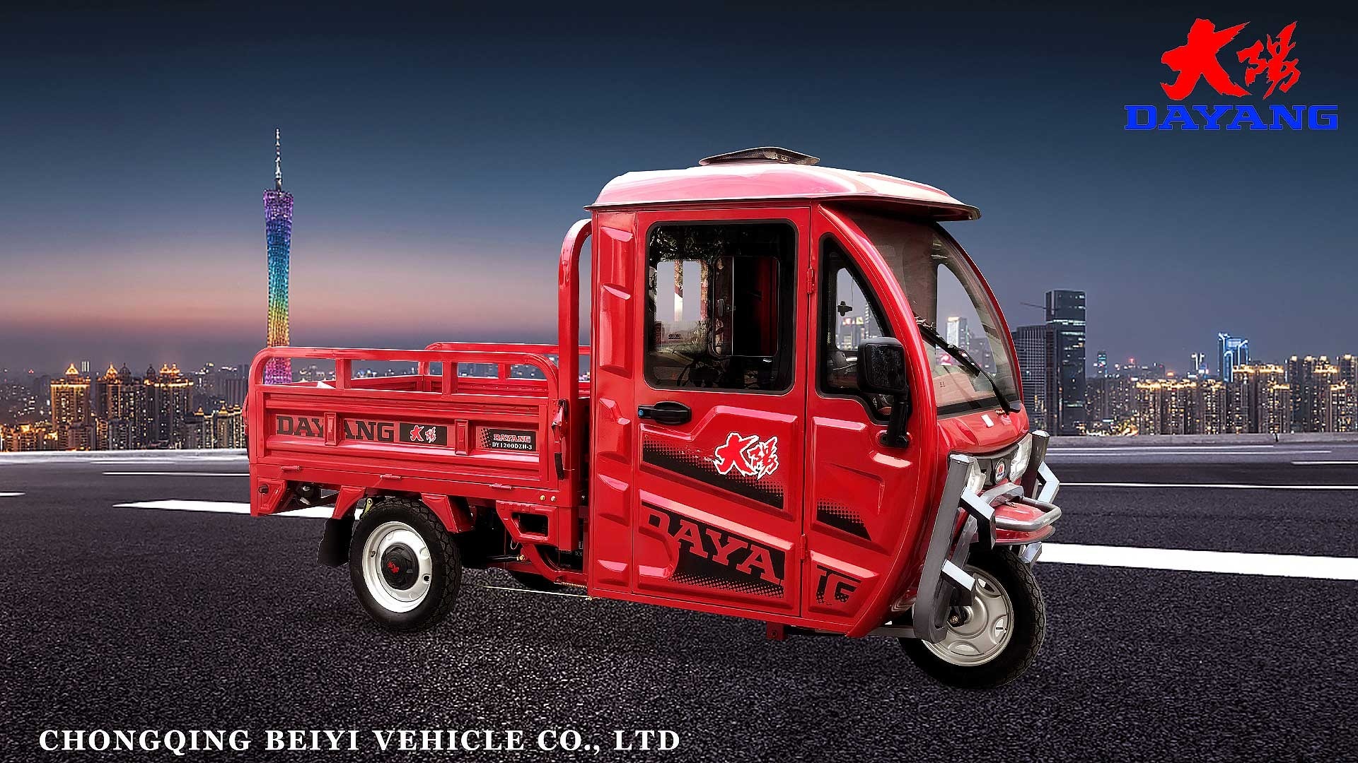 DAYANG Electric 1000W 1200W 1500W 60V loading 1000kg cargo electric tricycles with open cabin used in farm