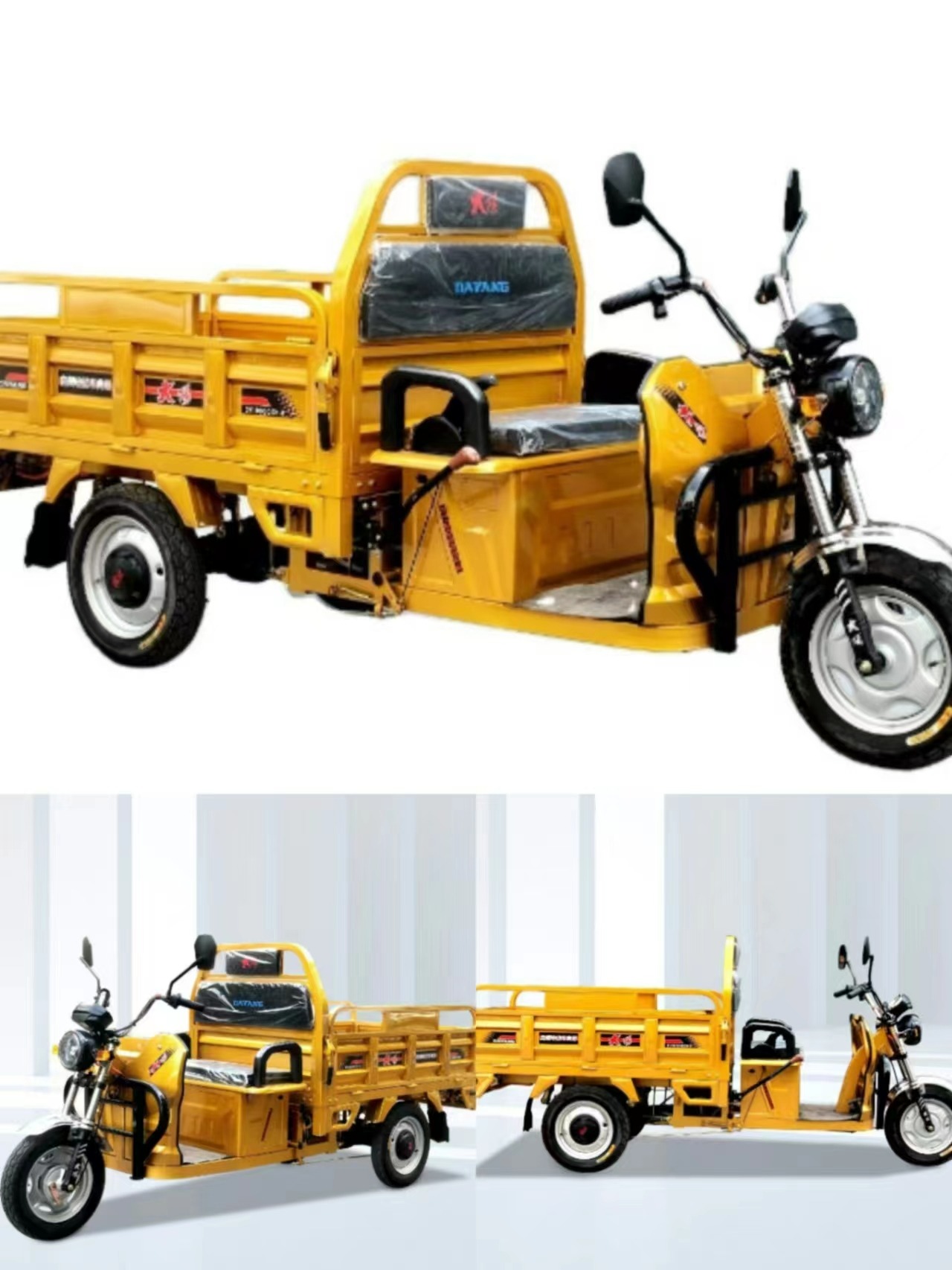 Egypt Cairo Alexandria Luxor Aswan 2021 Best Safety and Popular 72V 1000W Electric Adult Tricycle for Cargo Max Body Trip Power Rickshaw yellow Body OEM Lights