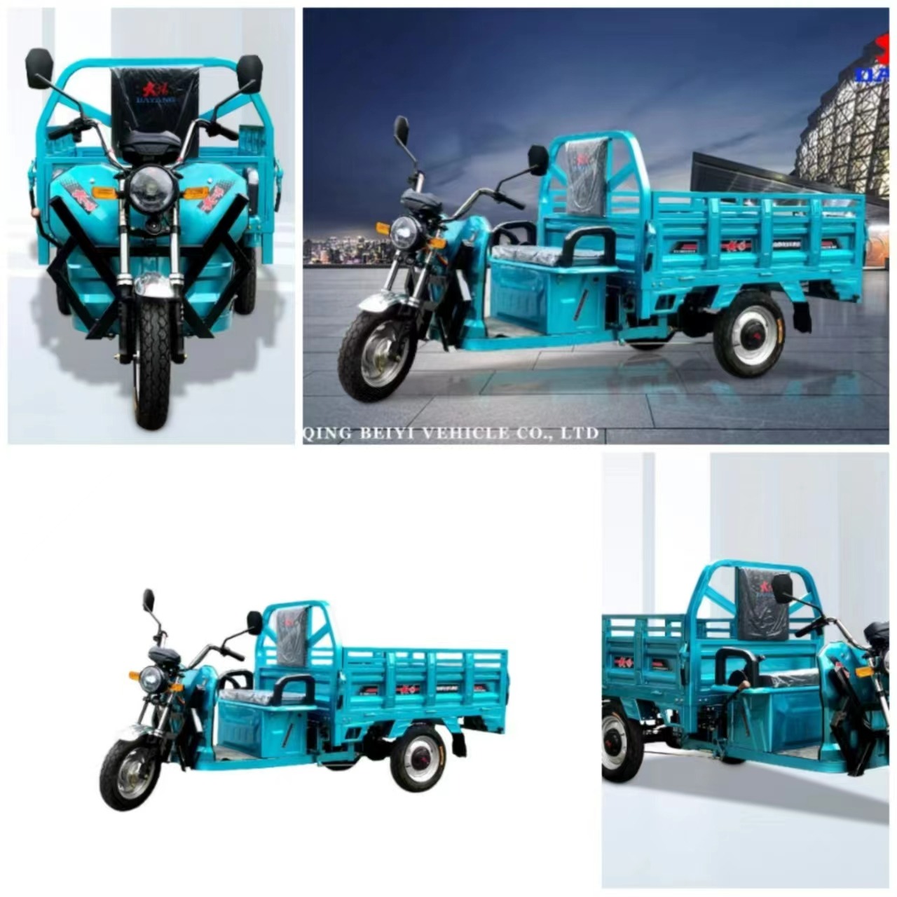 Egypt Cairo Alexandria Aswan Suez DAYANG Three Wheel Electric Mini Scooter Tricycle Motor Power Battery with Roof for Adult Blue Max Body 1000W Cargo 151 - 200cc