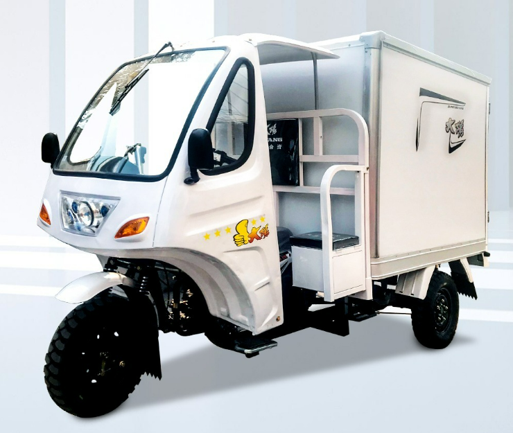 DY-B2 Big Cargo Box Semi cabin Tricycle for carrying food, fruit, fish with air condition