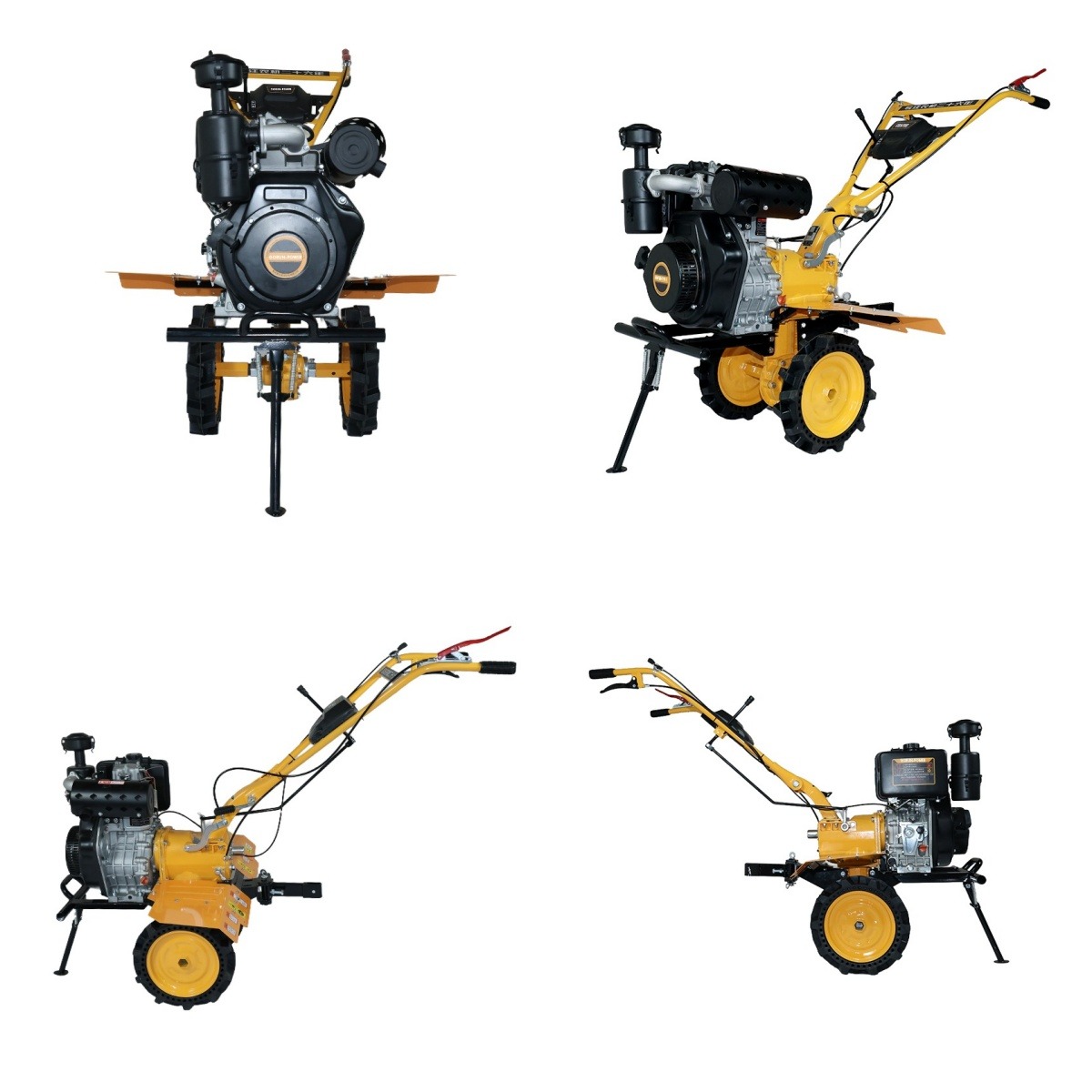 6.3kw 6300w low noise small tiller cultivator with 3 blades